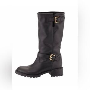 Authentic FENDI Black Leather Boots w/Rabbit Fur Lining